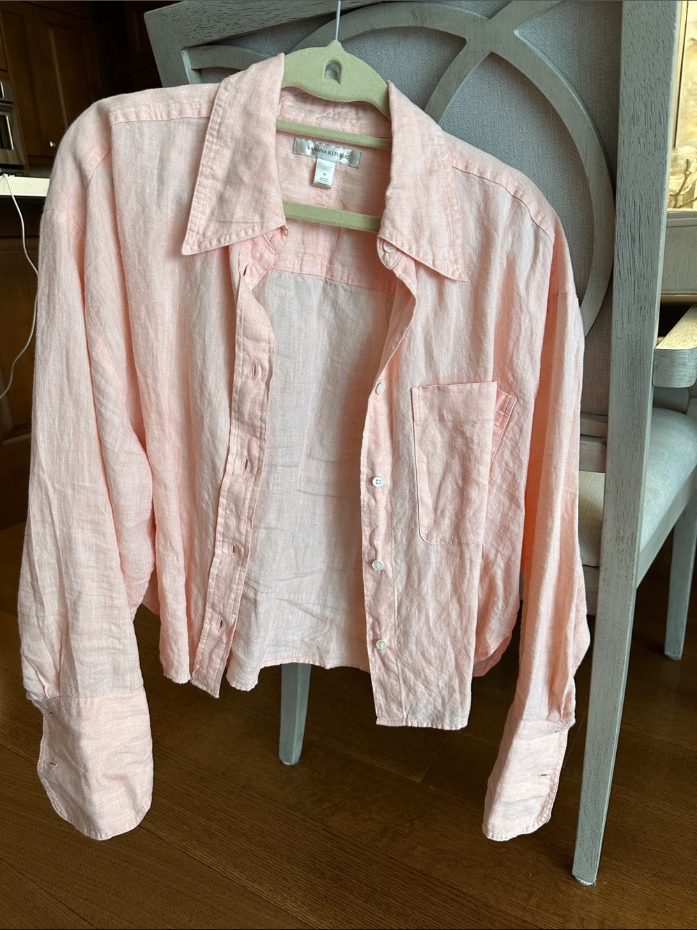 Banana Republic Pastel Pink Linen Button-Up